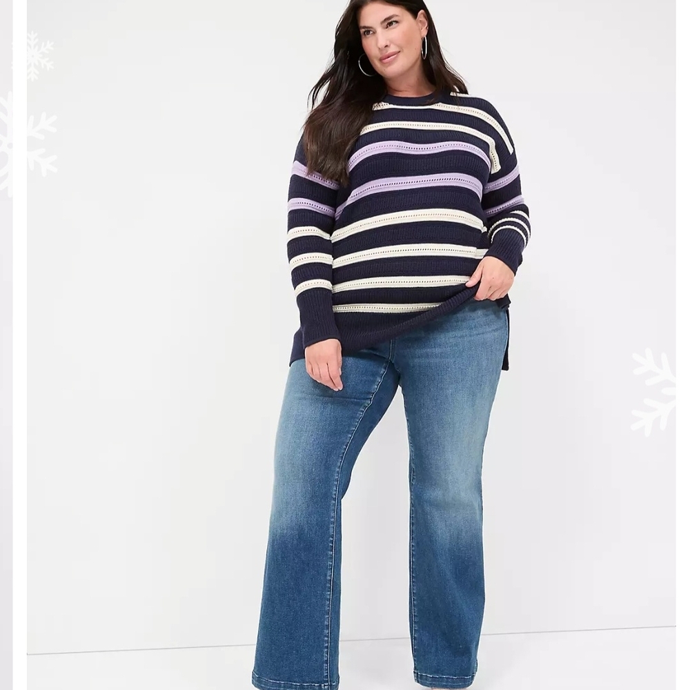 Lane Bryant Striped Knit Sweater Cozy Chic Style Plus Size 18/20